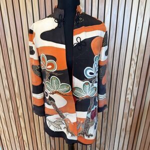 Vintage Japanese Silk Kimono Jacket Haori Style Hand Painted Previously Wall Art